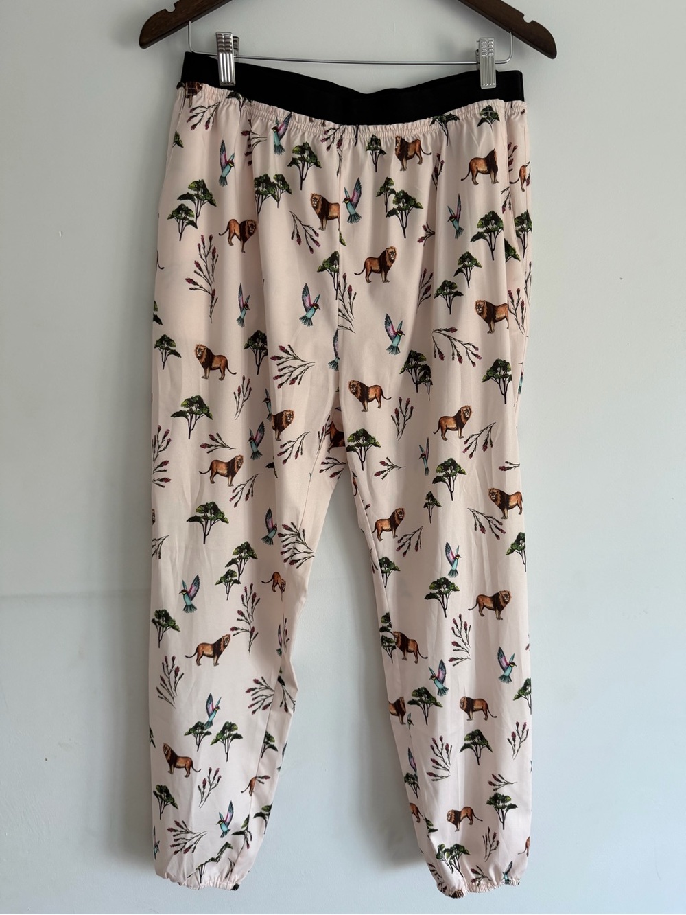 Molly Bracken Cropped Pants with Black Waistband and Pale Print